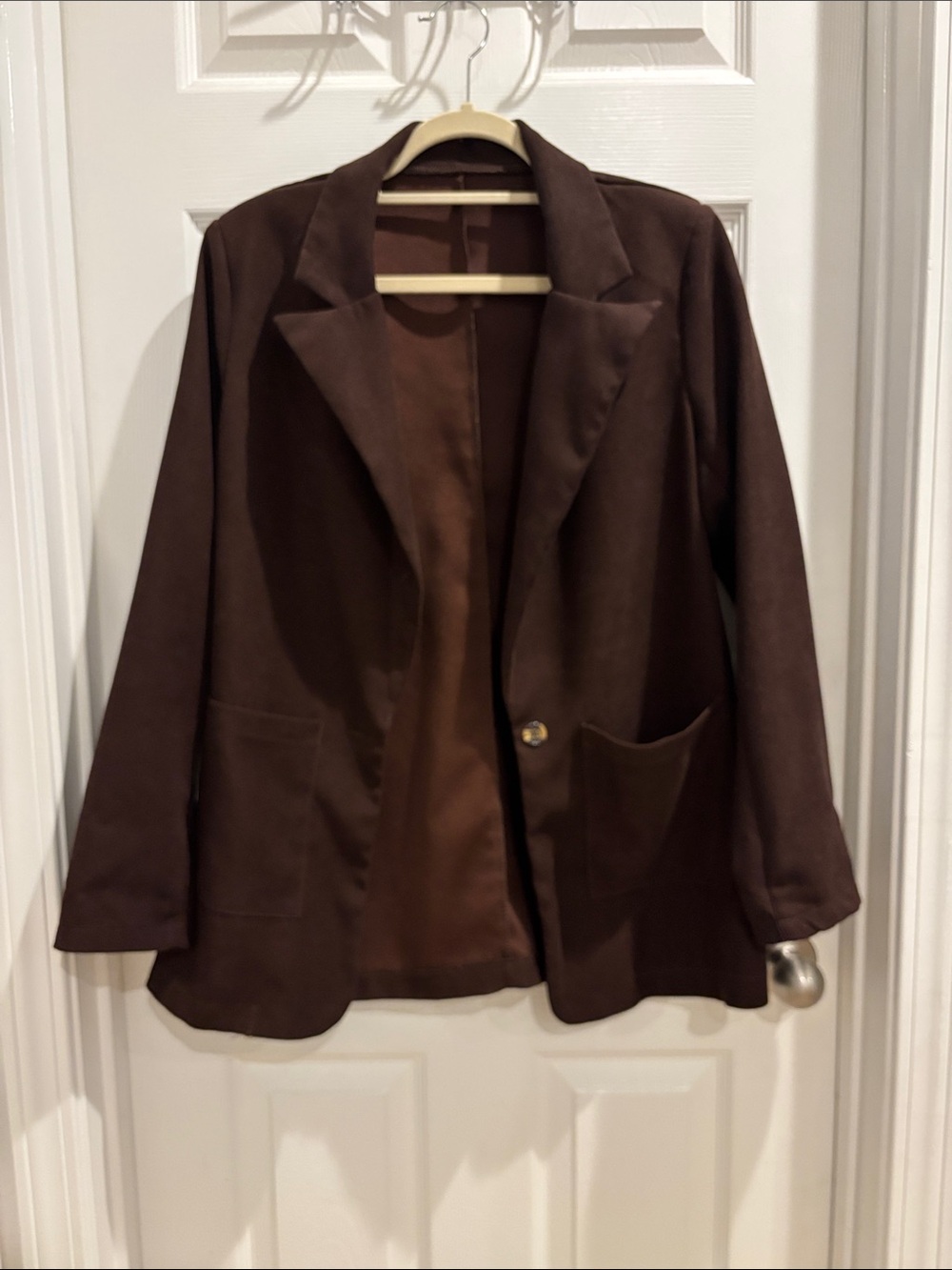 SHEIN Dark Brown Single-Button Blazer